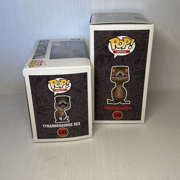 Funko Pop! Vinyl: Jurassic Park Velociraptor #549 and Tyrannosaurus Rex #548 - Picture 6 of 7
